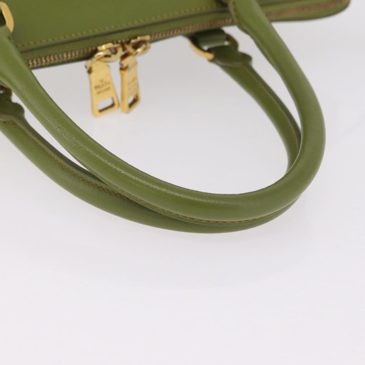 Prada Promenade Saffiano Leather Green Leather Handbag (Pre-Owned)
