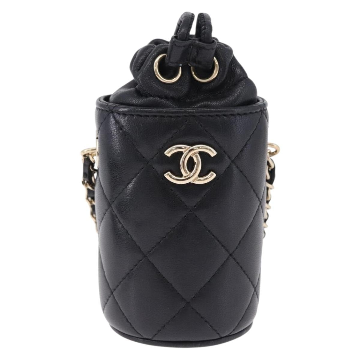 Chanel Drawstring Bucket With Chain Quilted Lambskin Black Leather Shoulder Bag Bag (Pre-Owned)