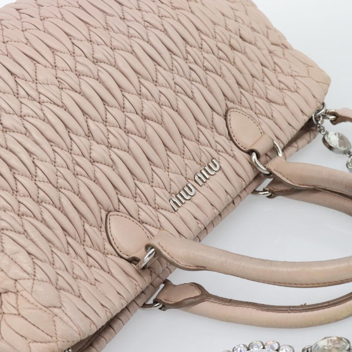 Miu Miu Crystal Tote Matelasse Leather Pink Leather Shoulder Bag Bag (Pre-Owned)