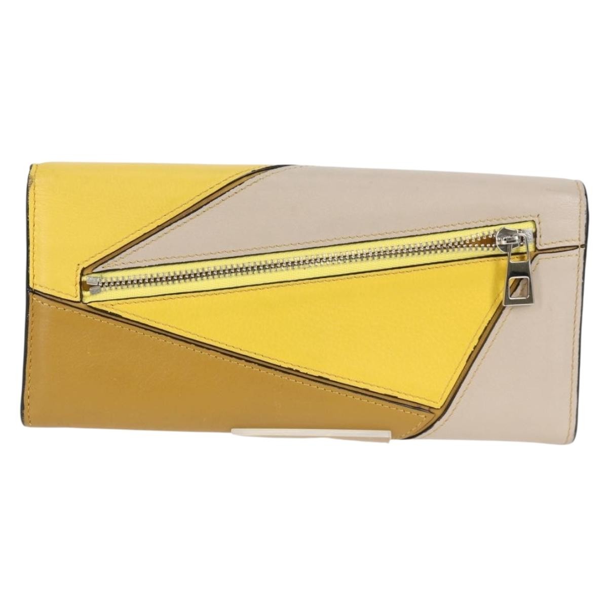 Loewe Puzzle Zip Leather Yellow Leather Wallets Accessory (Pre-Owned)