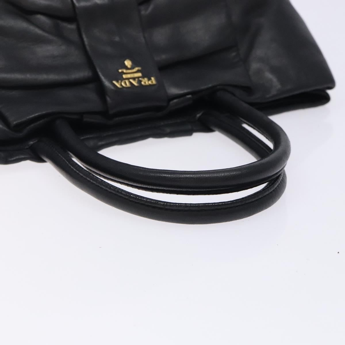 Prada Bow Tote Leather Black Leather Tote Bag Bag (Pre-Owned)