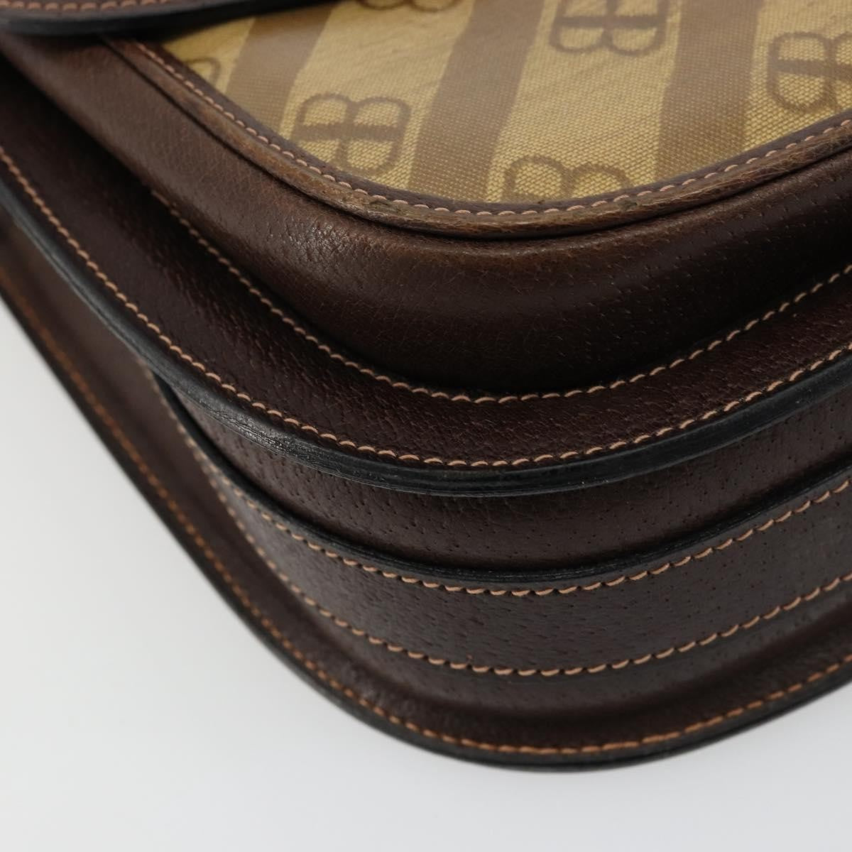 Balenciaga B. Shoulder Leather Beige Canvas Shoulder Bag Bag (Pre-Owned)