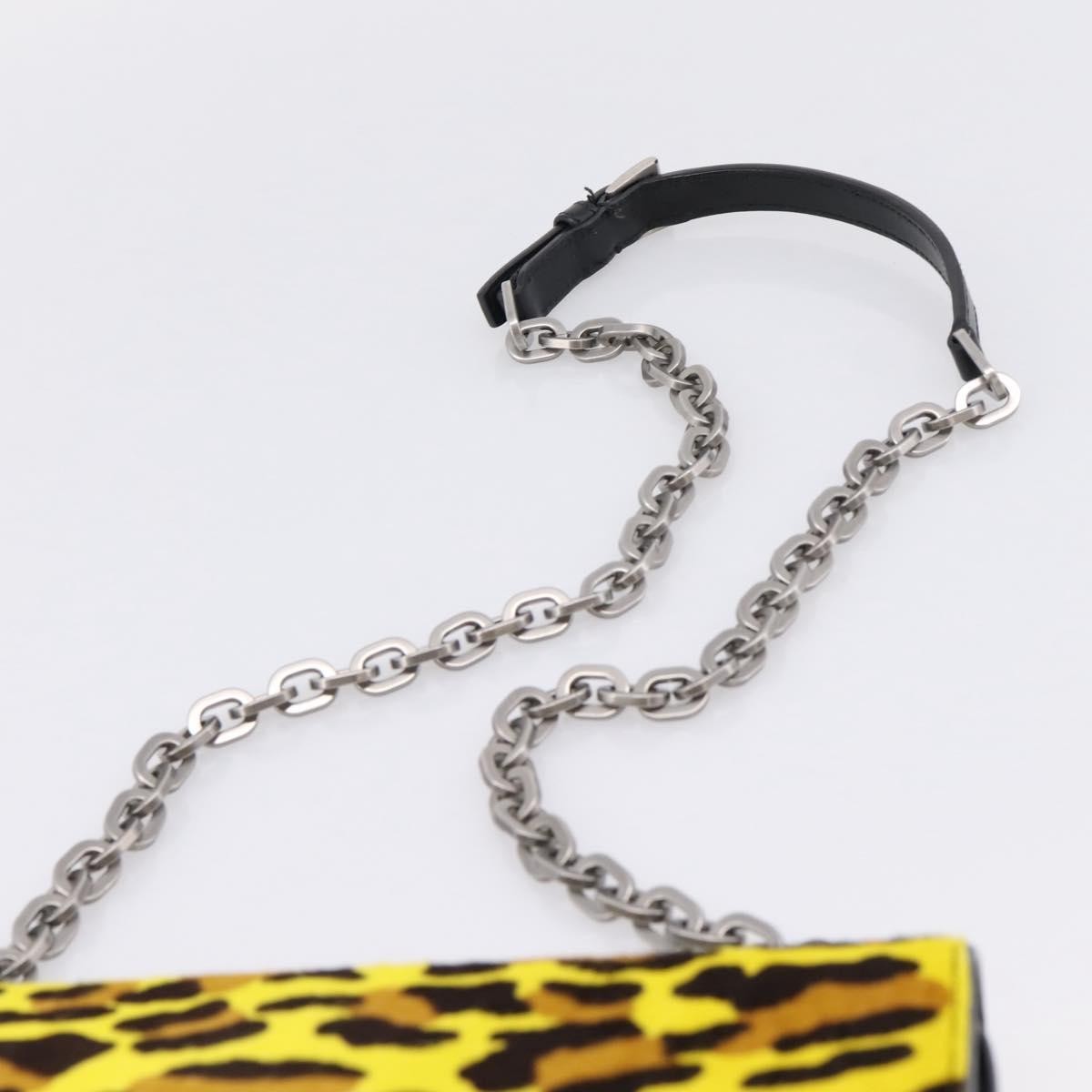 Prada Chain Flap Leather With Pony Hair Yellow Leather Shoulder Bag Bag (Pre-Owned)