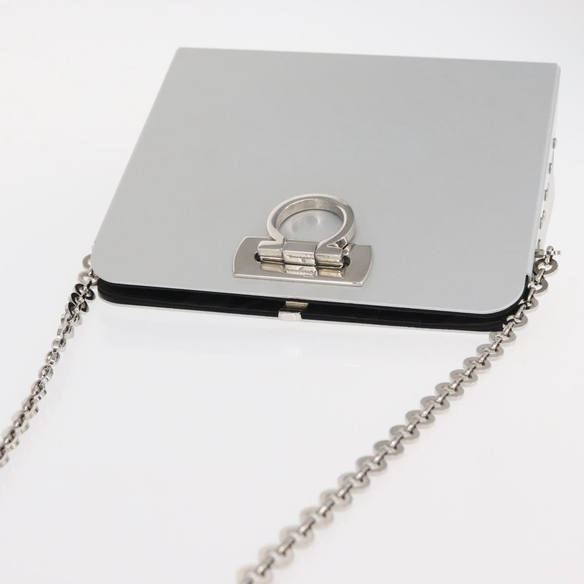Salvatore Ferragamo Vintage Gancini Chain Leather Silver Stainless_Steel Shoulder Bag Bag (Pre-Owned)