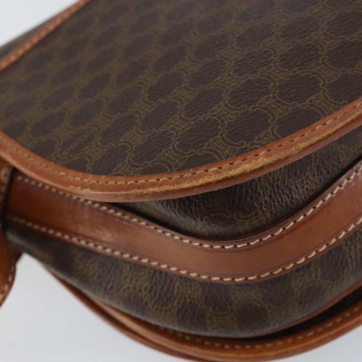 Celine Vintage Macadam Canvas And Leather Brown Canvas Shoulder Bag Bag (Pre-Owned)