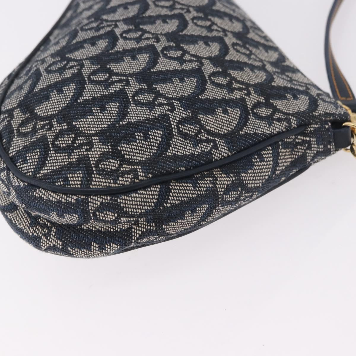 Christian Dior Vintage Saddle Bag Canvas Navy Canvas Clutche & Pouche Bag (Pre-Owned)