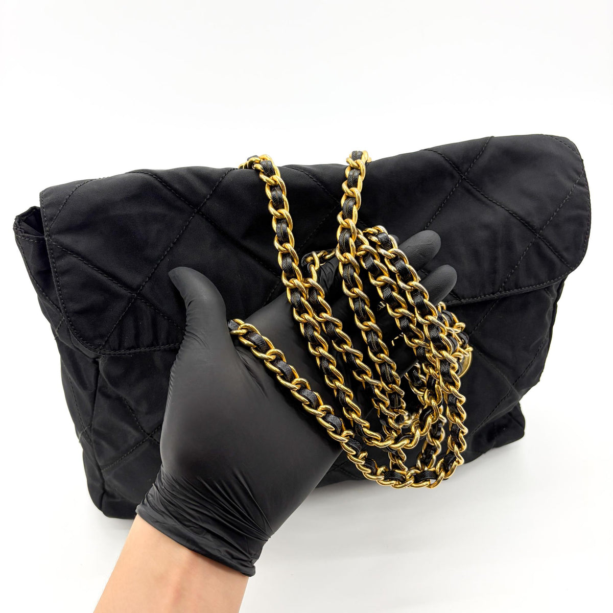 Prada Convertible Quilted Tessuto Black Nylon Shoulder Bag Bag (Pre-Owned)