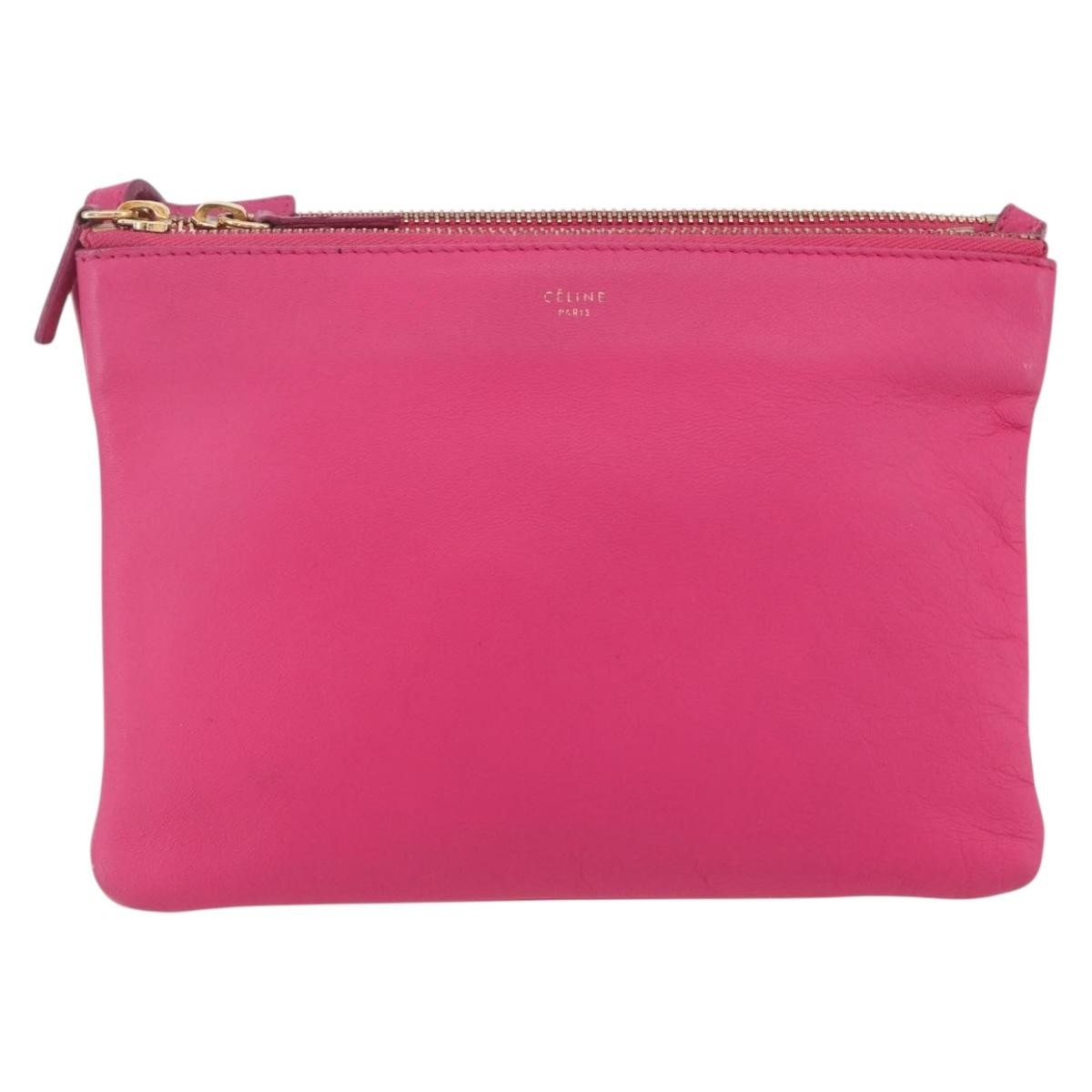 Celine Trio Leather Pink Leather Shoulder Bag Bag (Pre-Owned)