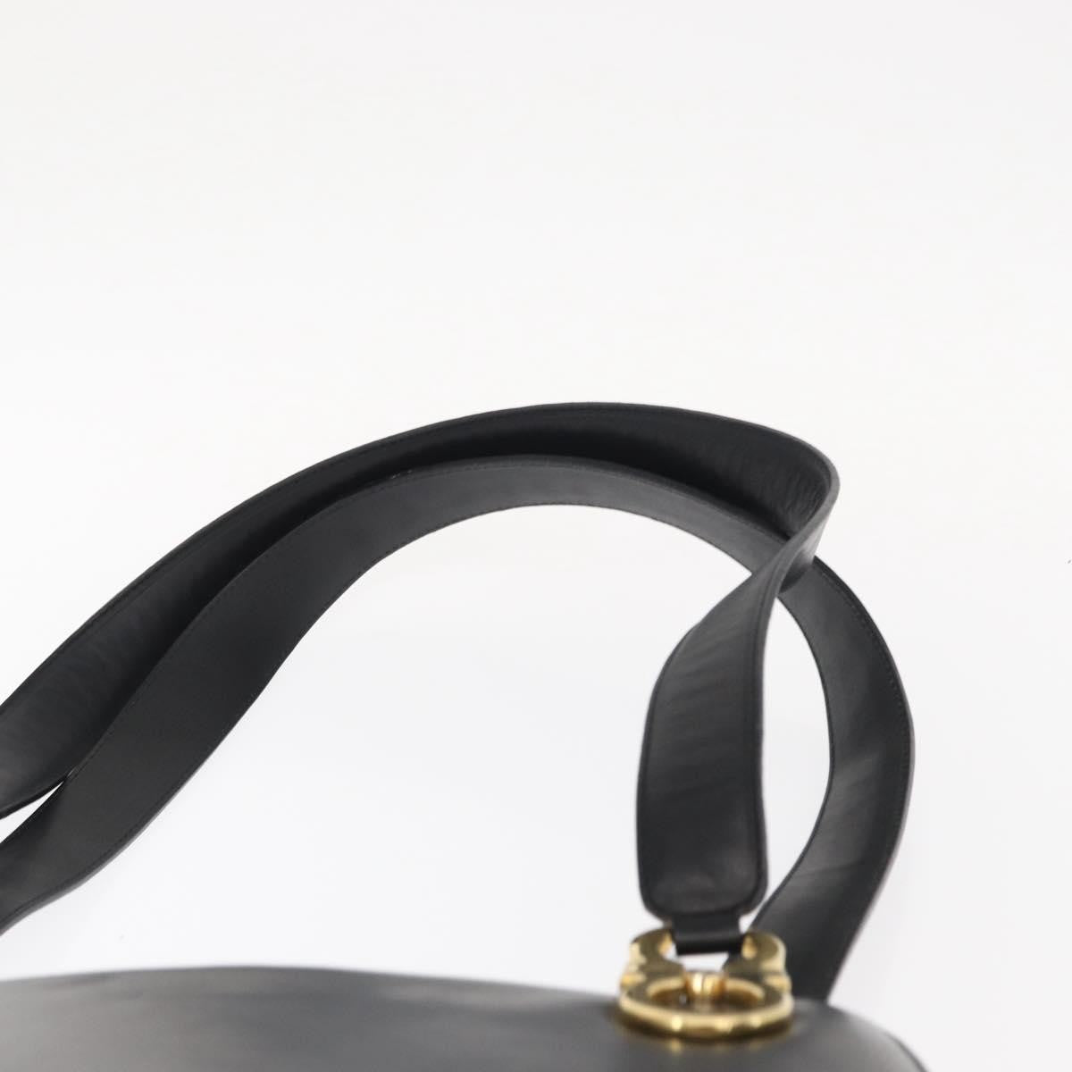 Salvatore Ferragamo Gancini Leather Black Leather Shoulder Bag Bag (Pre-Owned)