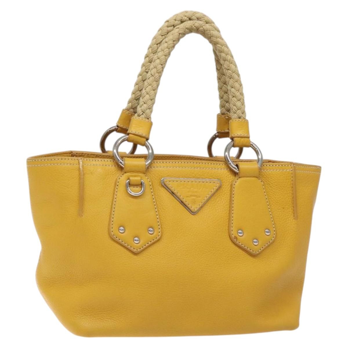 Prada Vintage Leather Yellow Leather Handbag (Pre-Owned)