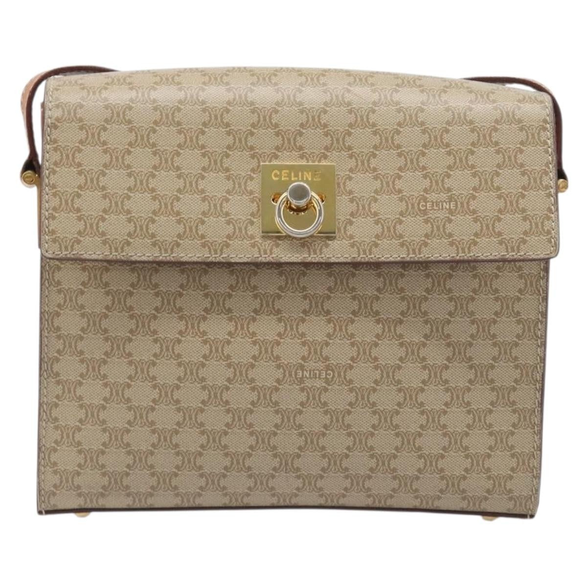 Celine Macadam Leather Beige Canvas Shoulder Bag Bag (Pre-Owned)