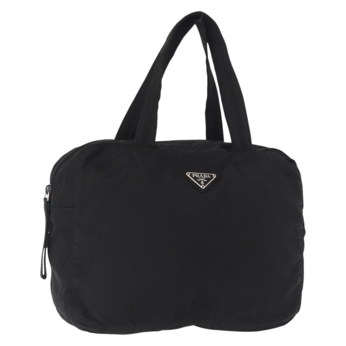 Prada Vintage Zip Tessuto Black Nylon Handbag (Pre-Owned)