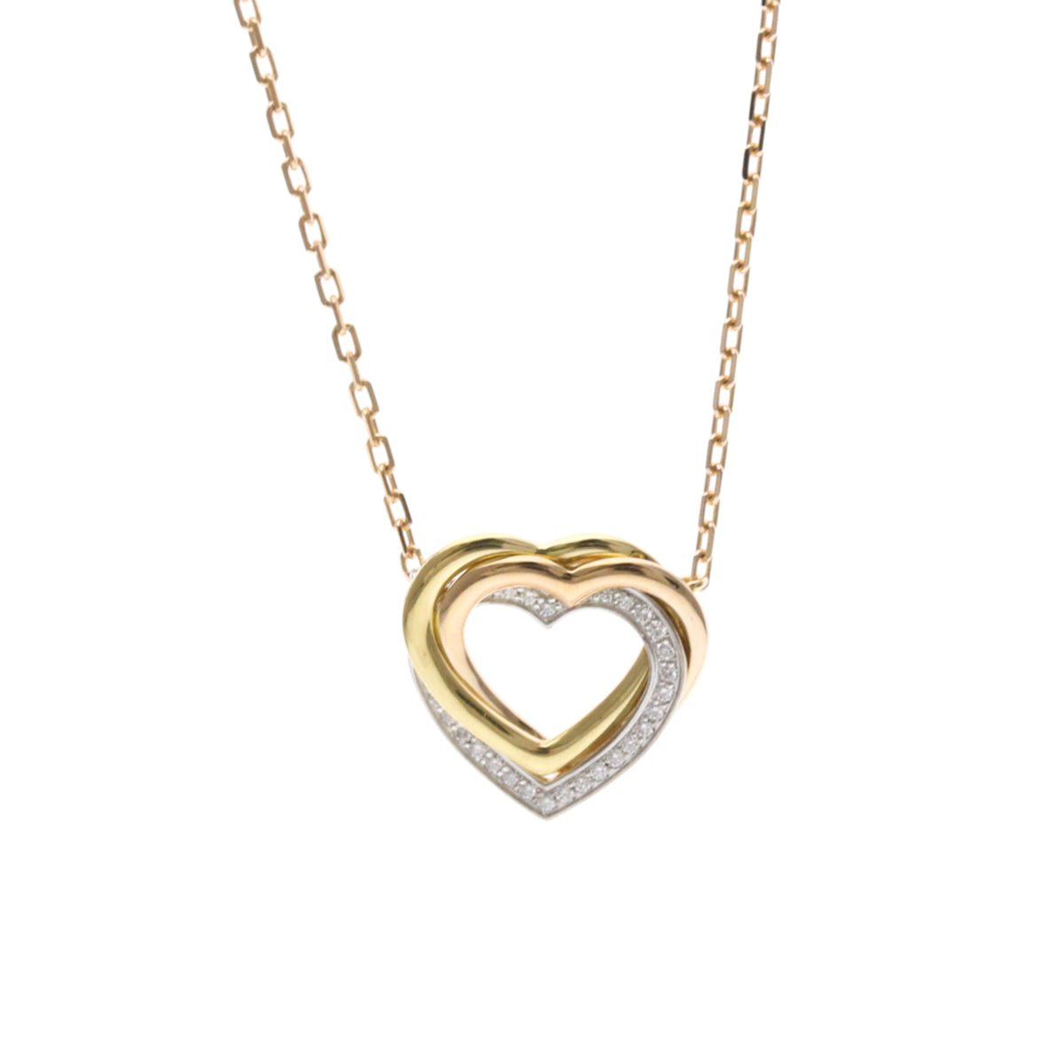 Cartier Trinity De Cartier Heart Pendant 18K Tricolor Gold With Diamonds Gold Gold Necklace Jewelry (Pre-Owned)
