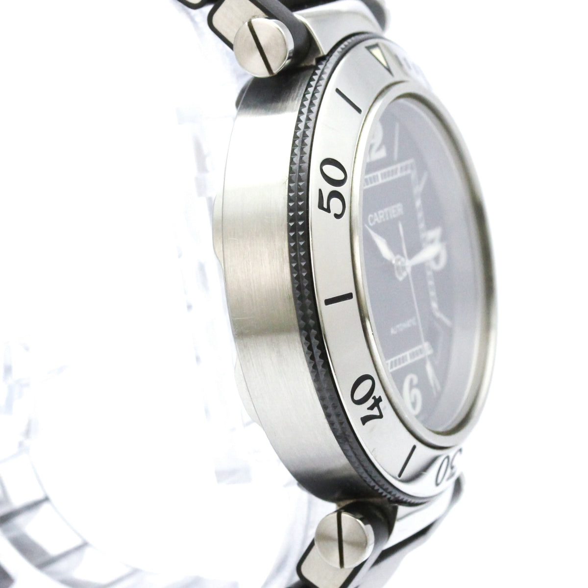 Cartier Pasha Seatimer Automatic Stainless Steel And Rubber Watch (Pre-Owned)