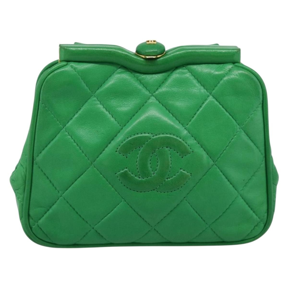 Chanel Coco Mark Quilted Lambskin Green Leather Shoulder Bag Bag (Pre-Owned)