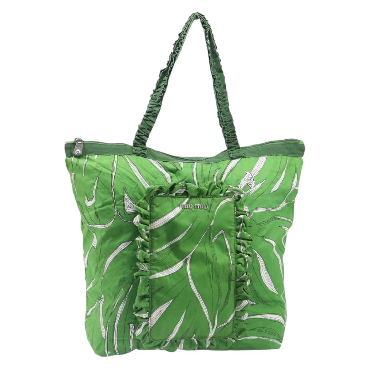 Miu Miu Vintage Nylon Green Nylon Handbag (Pre-Owned)