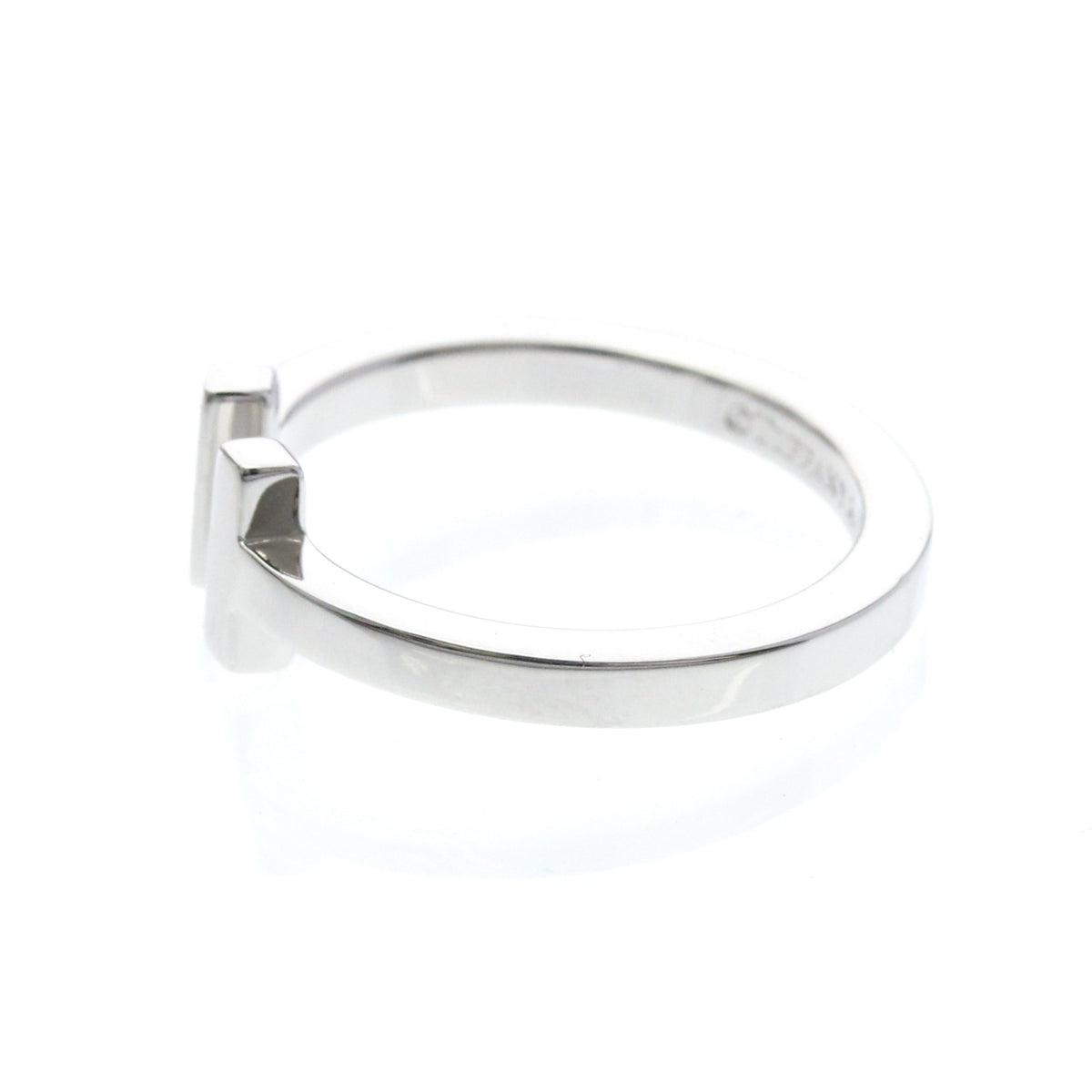 Tiffany & Co. T Square 18K White Gold Silver White_Gold Ring Jewelry (Pre-Owned)