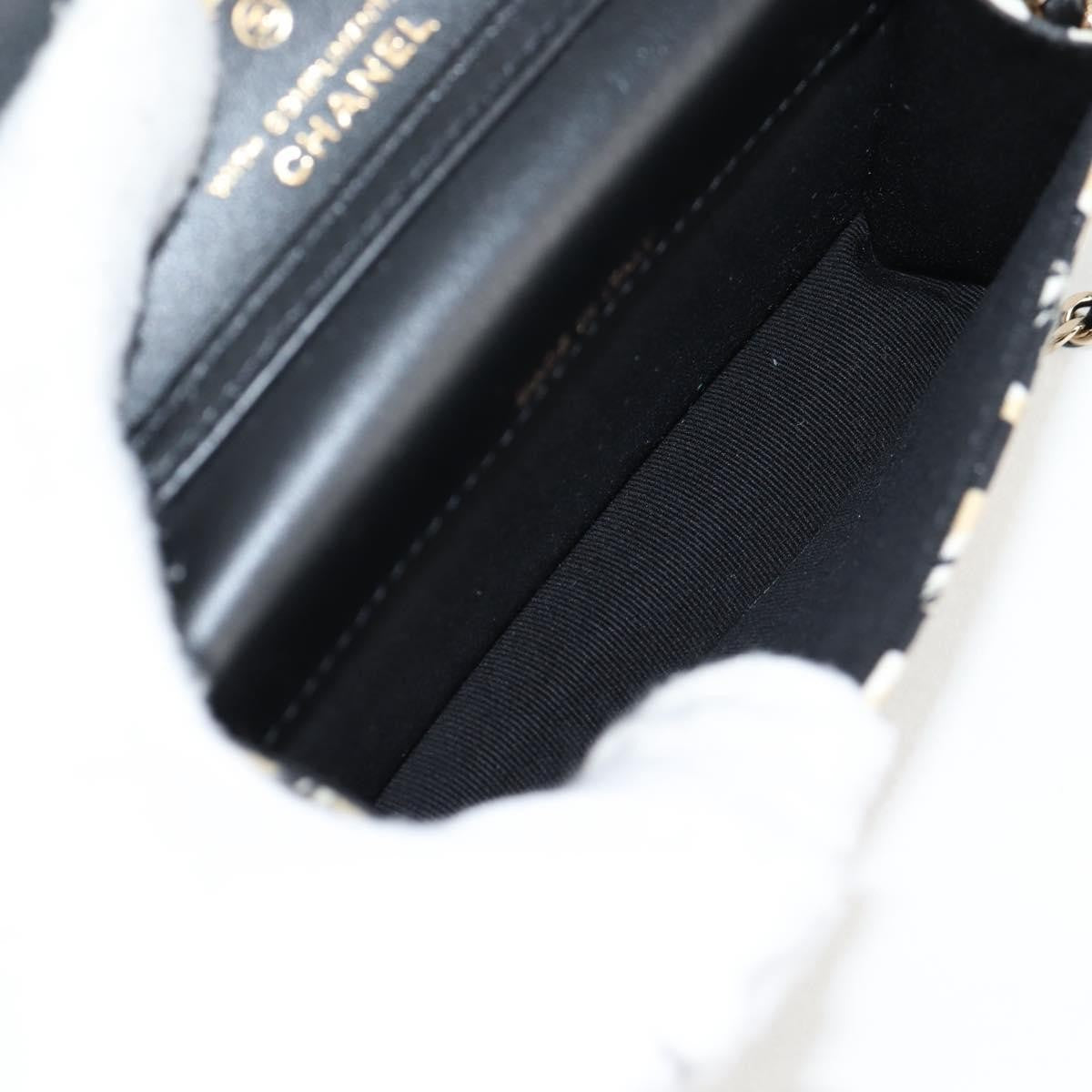 Chanel Flap Card Holder On Chain Quilted Printed Canvas Beige Nylon Shoulder Bag Bag (Pre-Owned)