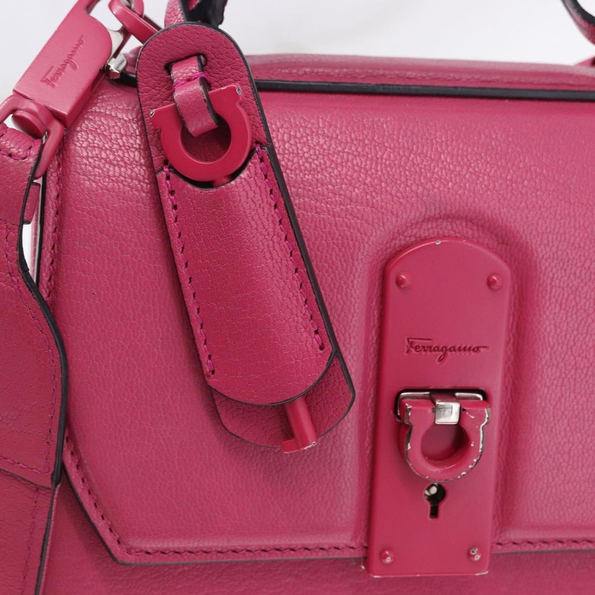 Salvatore Ferragamo Boxyz Top Handle Leather Pink Leather Handbag (Pre-Owned)
