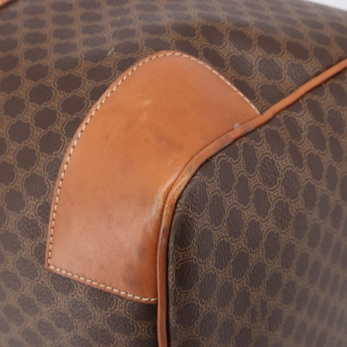 Celine Vintage Duffle Macadam Coated Canvas Brown Canvas Handbag (Pre-Owned)