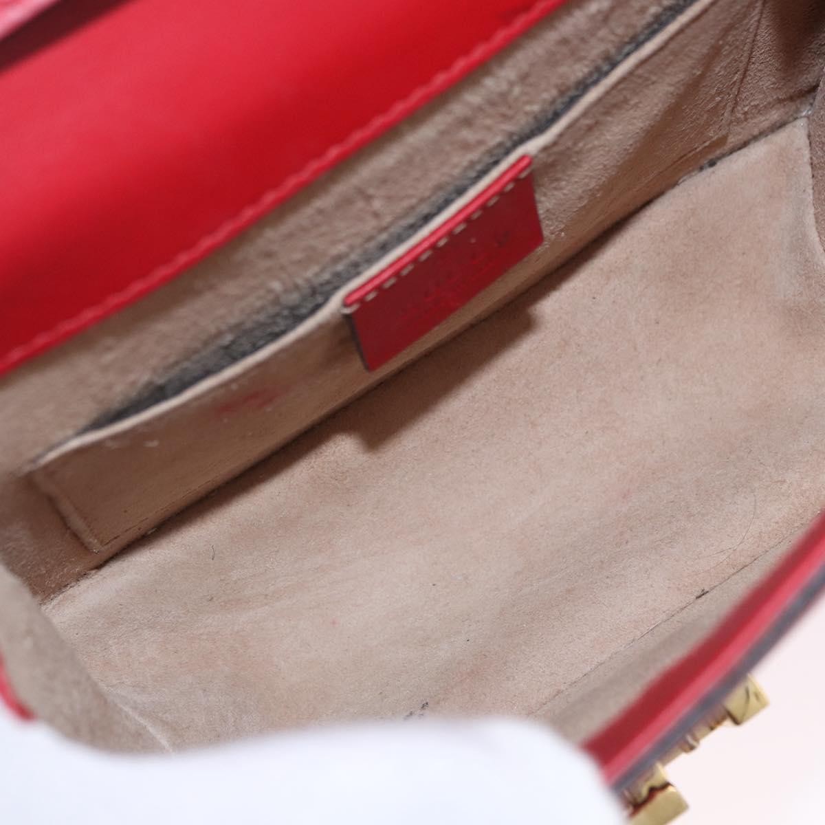 Gucci Sylvie Belt Leather Red Leather Handbag (Pre-Owned)