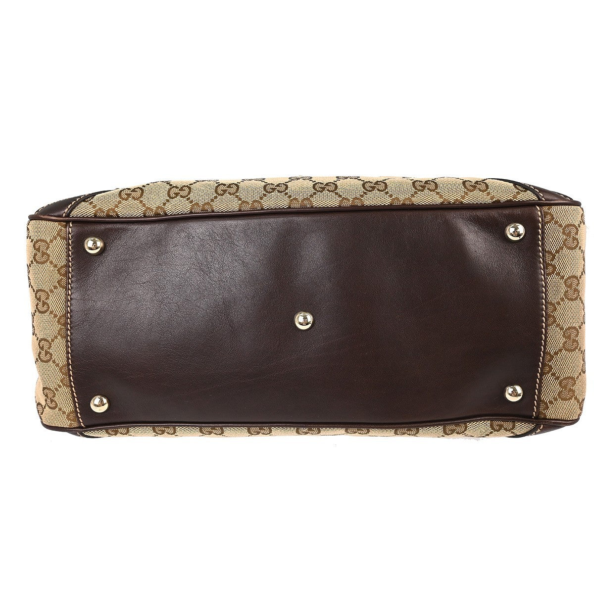 Gucci Bamboo Horsebit Canvas And Leather Brown Canvas Shoulder Bag Bag (Pre-Owned)