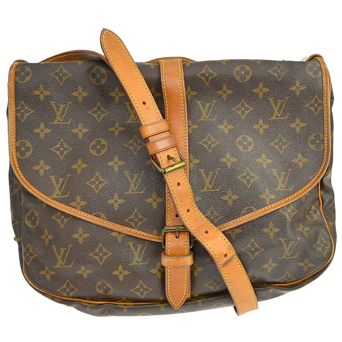 Louis Vuitton Saumur Monogram Canvas Brown Canvas Shoulder Bag Bag (Pre-Owned)