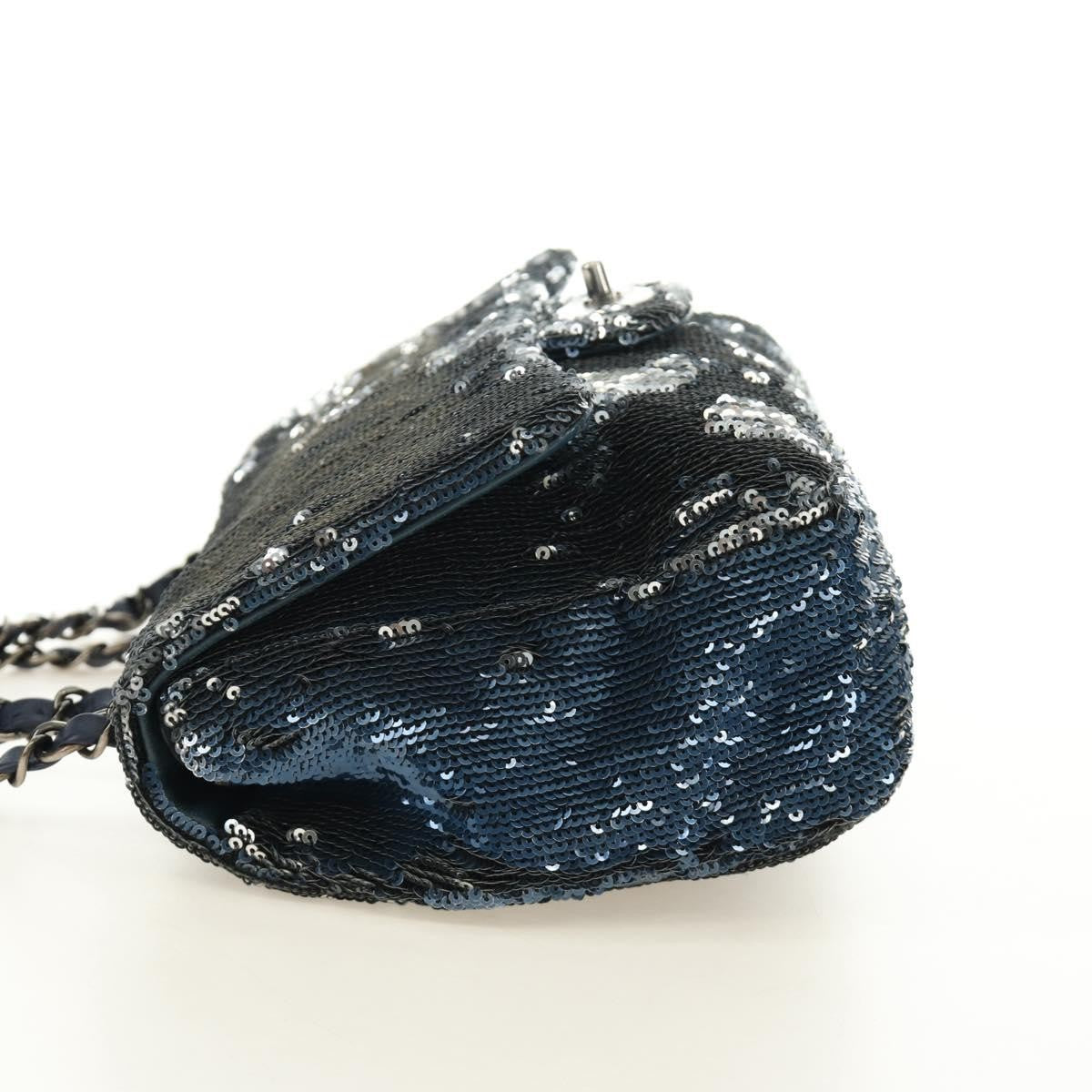 Chanel Coco Cuba Flap Sequins Blue Canvas Shoulder Bag Bag (Pre-Owned)