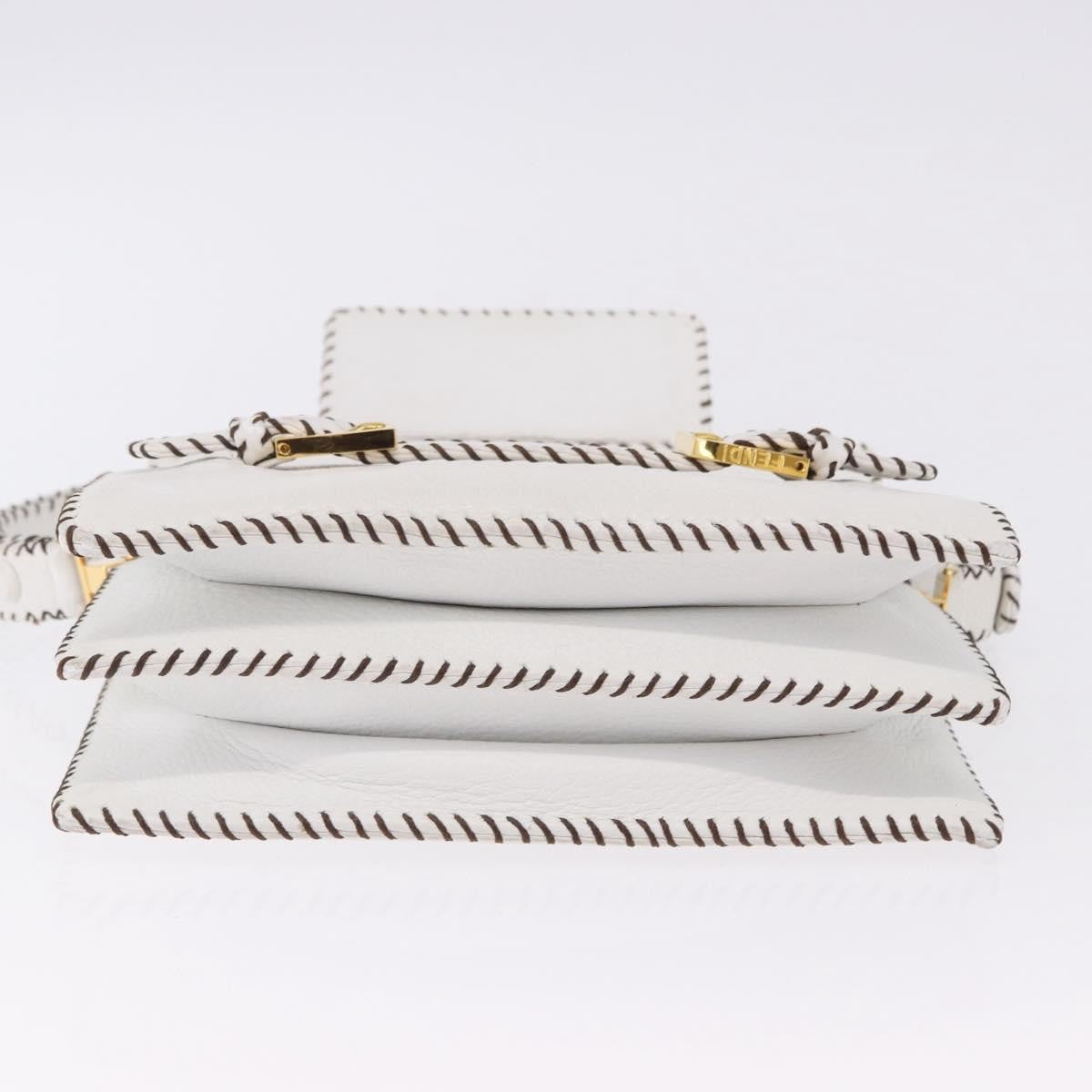 Fendi Shoulder Leather White Leather Shoulder Bag Bag (Pre-Owned)