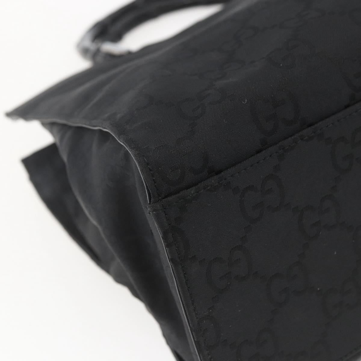 Gucci Vintage Bamboo Handle Tote Gg Nylon Black Nylon Tote Bag Bag (Pre-Owned)