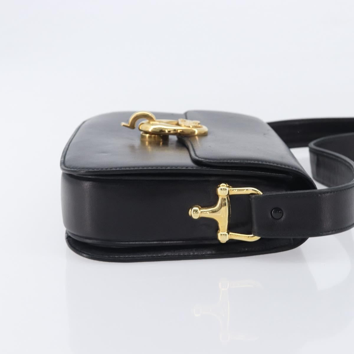 Celine Horse Carriage Leather Black Leather Shoulder Bag Bag (Pre-Owned)