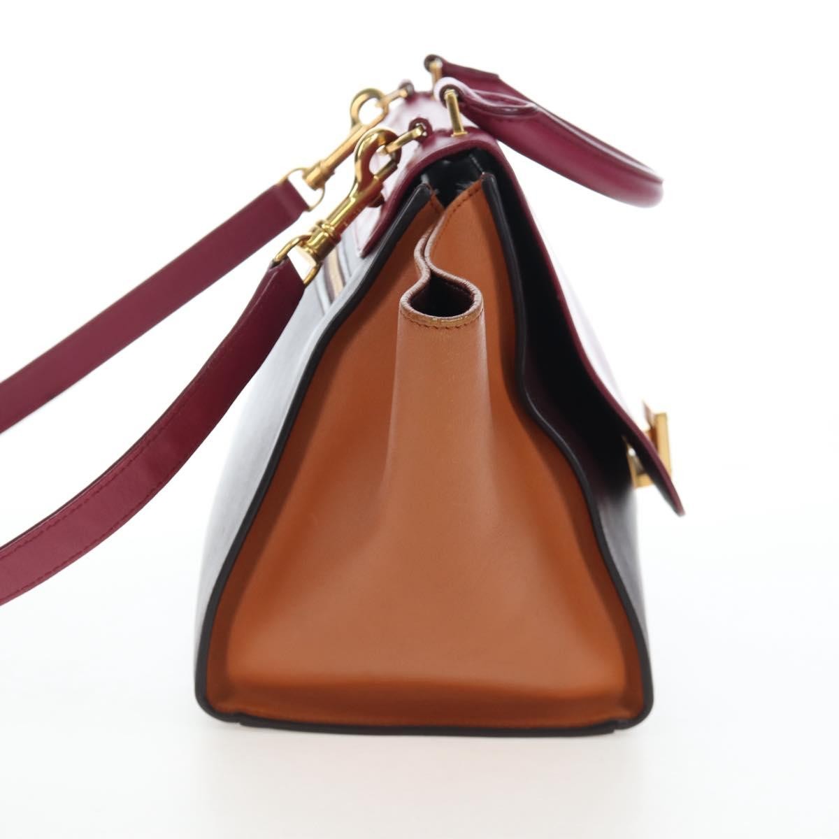 Celine Tricolor Trapeze Leather Burgundy Leather Handbag (Pre-Owned)