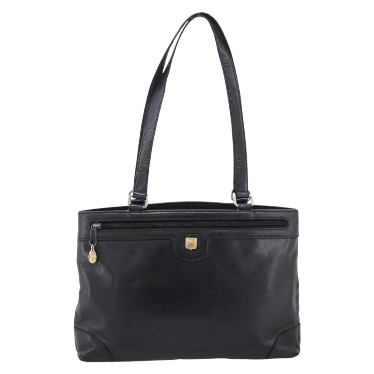 Celine Tote Leather Black Leather Tote Bag Bag (Pre-Owned)