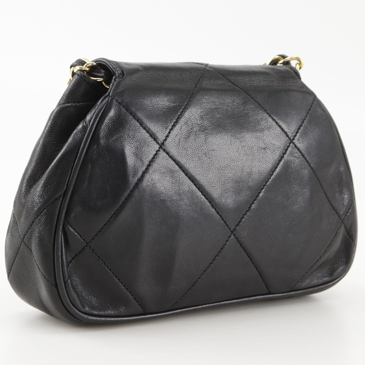 Chanel Flap Shoulder Leather Black Leather Shoulder Bag Bag (Pre-Owned)