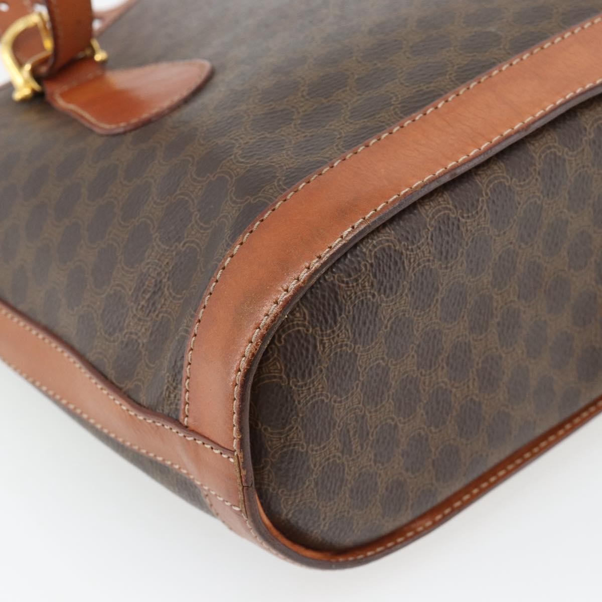 Celine Vintage Macadam Canvas And Leather Brown Canvas Tote Bag Bag (Pre-Owned)
