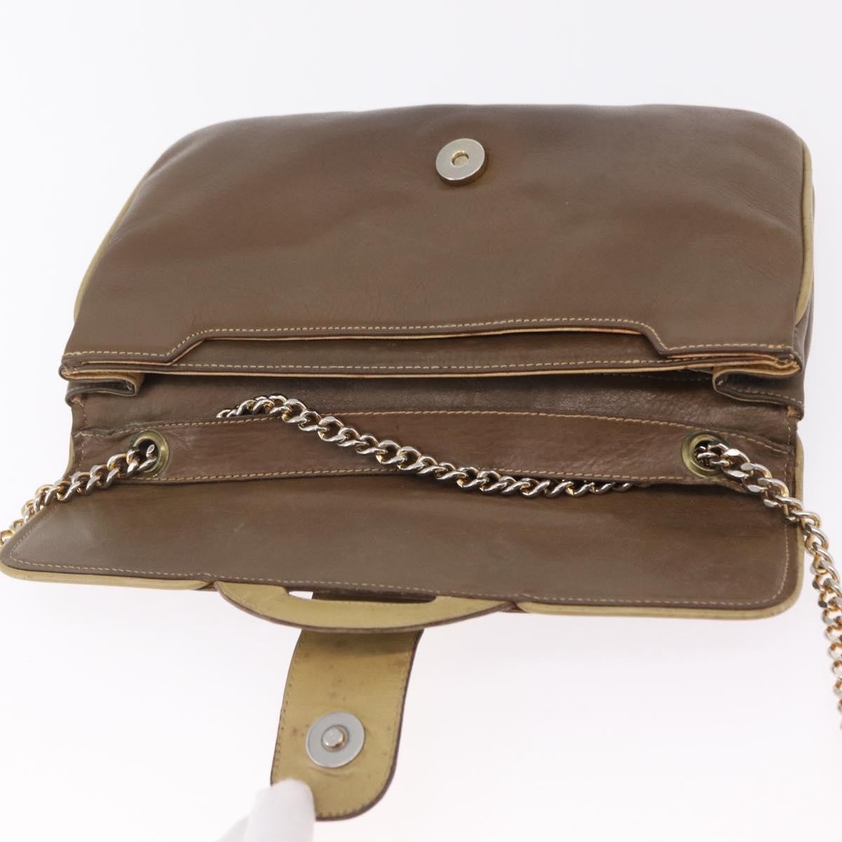 Celine Flap Shoulder Leather Brown Leather Shoulder Bag Bag (Pre-Owned)