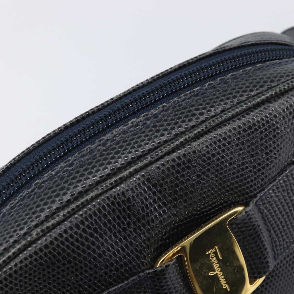 Salvatore Ferragamo Vala Leather Navy Leather Shoulder Bag Bag (Pre-Owned)