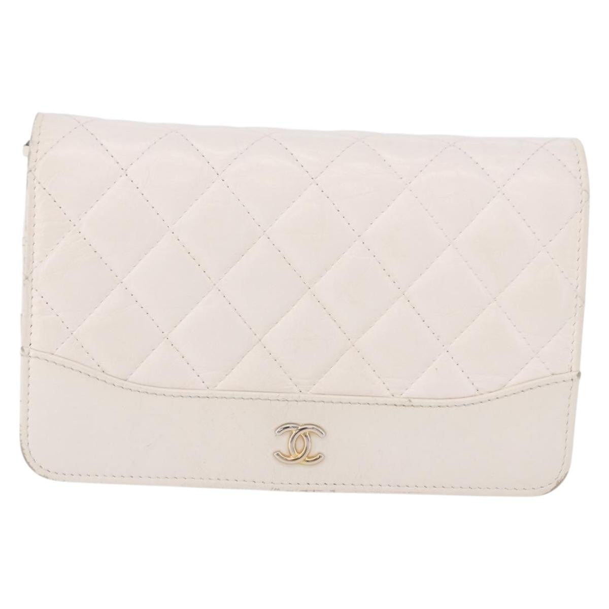 Chanel Wallet On Chain Lambskin White Leather Shoulder Bag Bag (Pre-Owned)