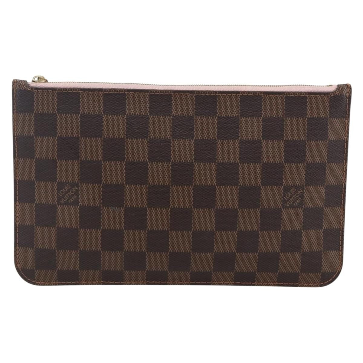 Louis Vuitton Neverfull Pochette Damier Ebene Brown Canvas Clutche & Pouche Bag (Pre-Owned)