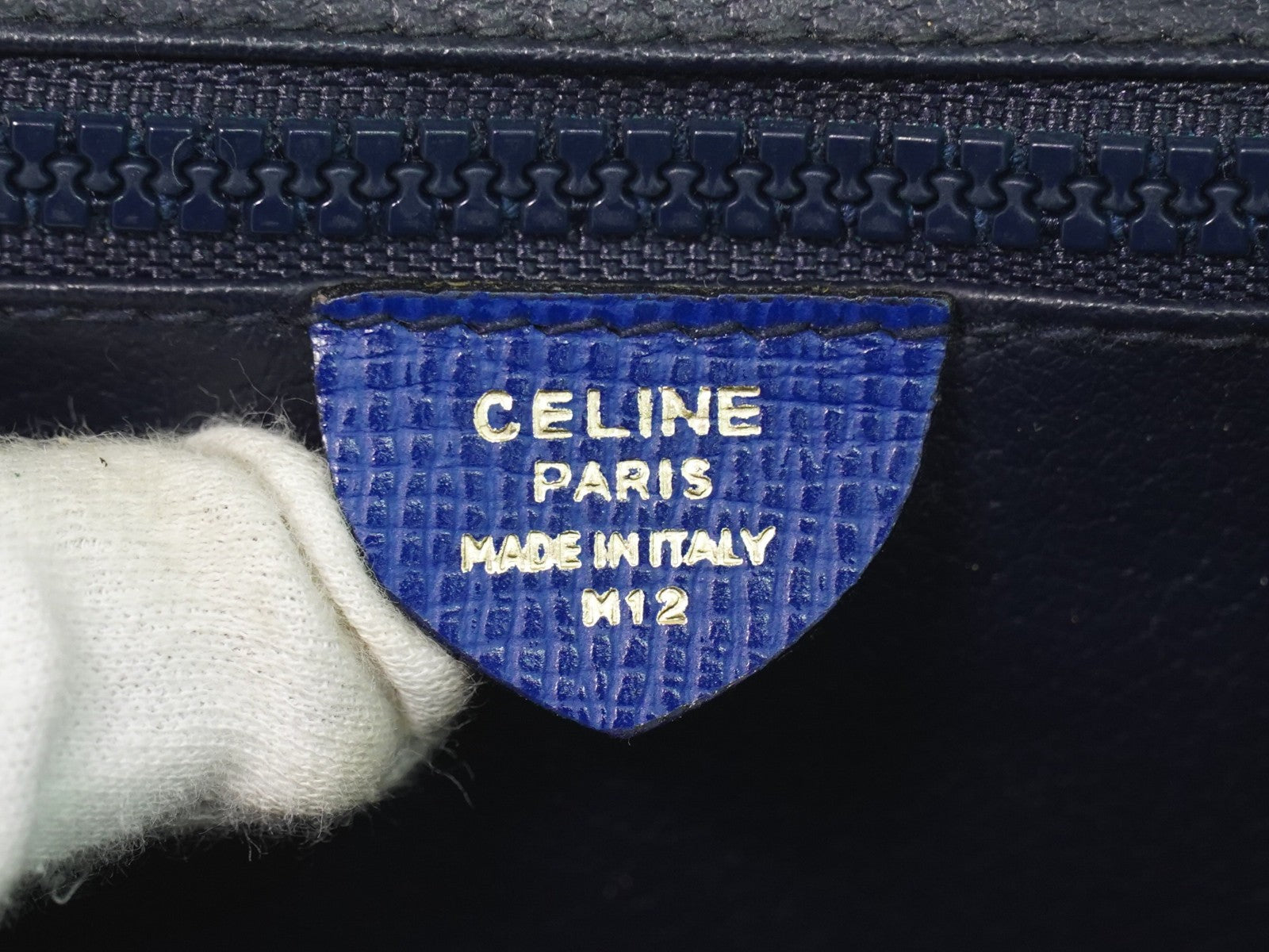 Celine Circle Logo Leather Blue Leather Shoulder Bag Bag (Pre-Owned)