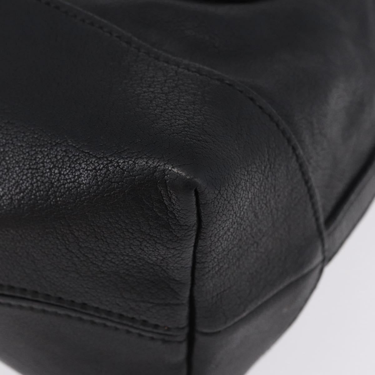 Miu Miu Zip Front Pocket Shopping Tote Leather Black Leather Shoulder Bag Bag (Pre-Owned)