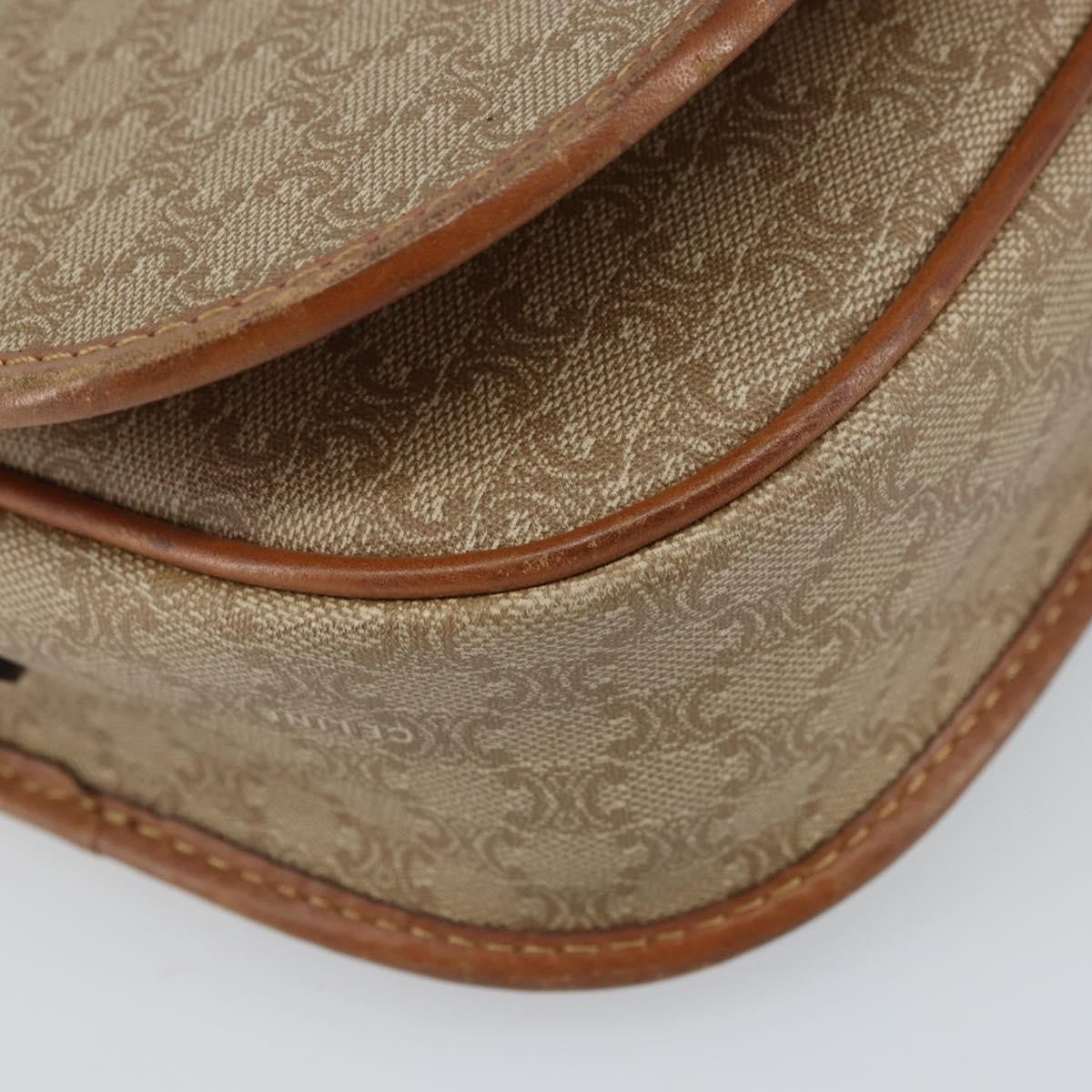 Celine Vintage Macadam Canvas And Leather Beige Canvas Shoulder Bag Bag (Pre-Owned)
