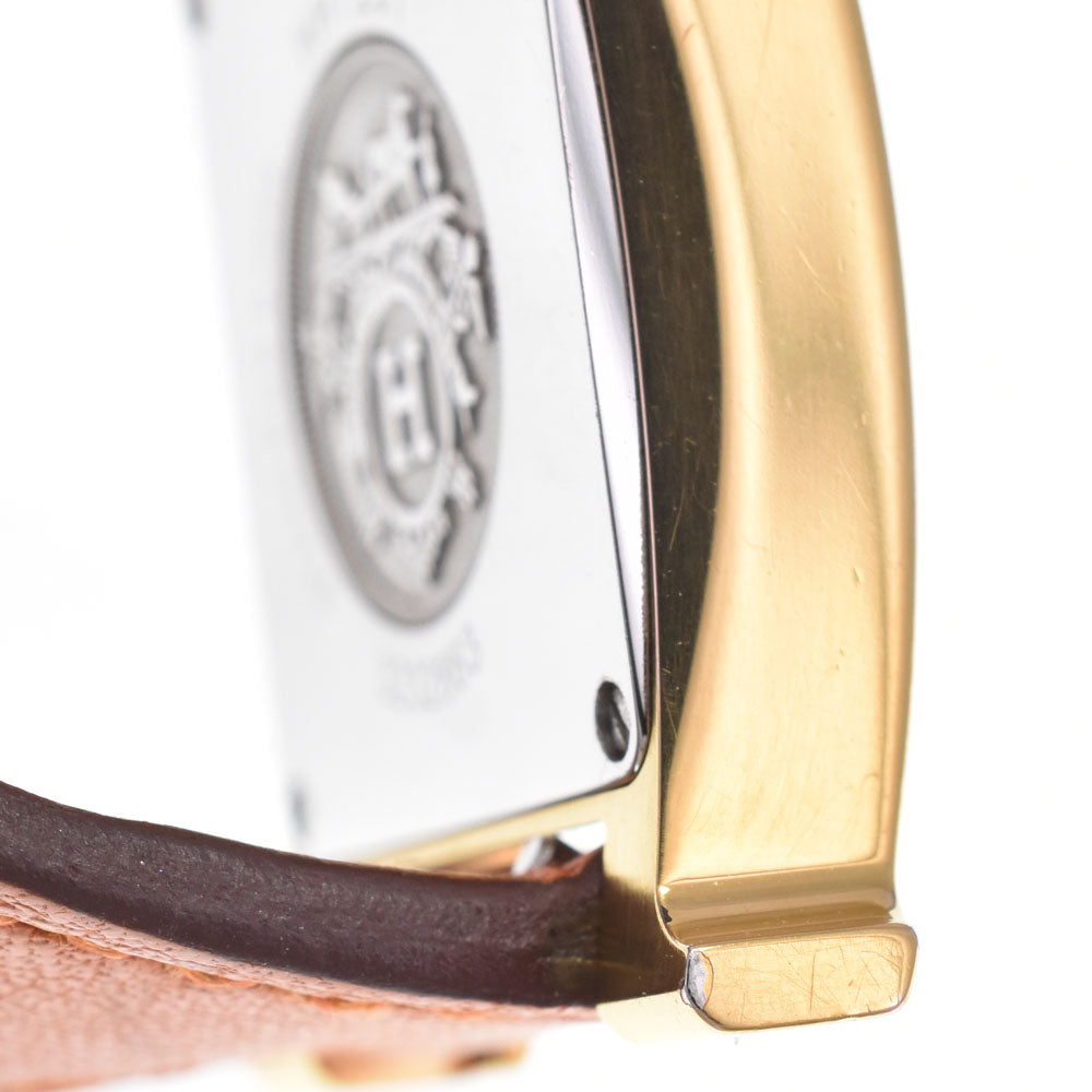 Hermes Heure H Quartz Plated Metal And Leather Watch (Pre-Owned)