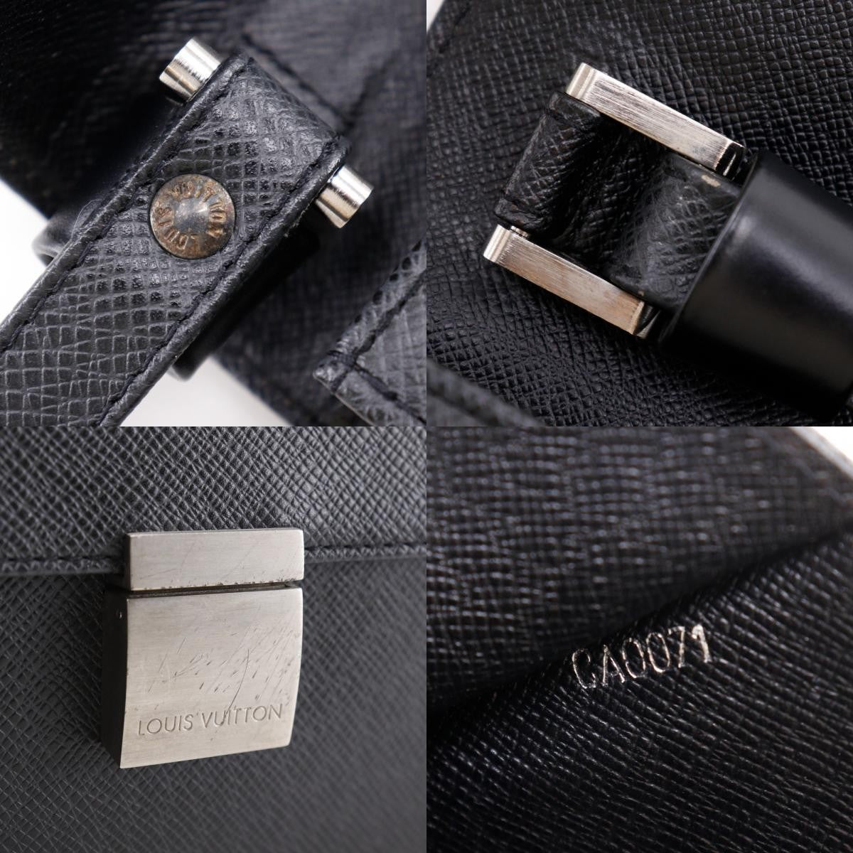Louis Vuitton Selenga Pochette Taiga Leather Black Leather Clutche & Pouche Bag (Pre-Owned)