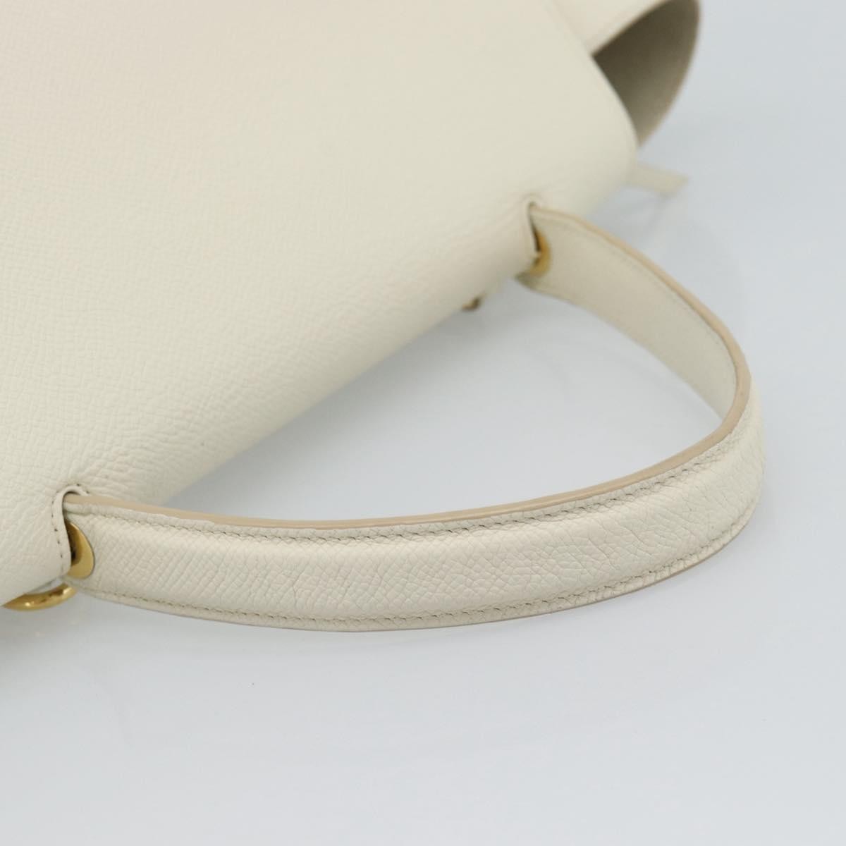 Celine Belt Textured Leather White Leather Handbag (Pre-Owned)