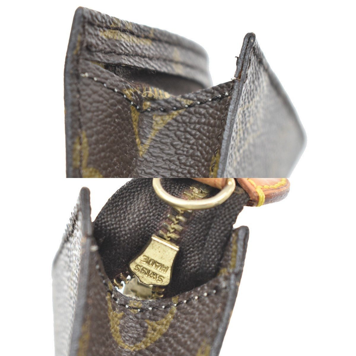 Louis Vuitton Vintage Bucket Zip Monogram Canvas Brown Leather Clutche & Pouche Bag (Pre-Owned)