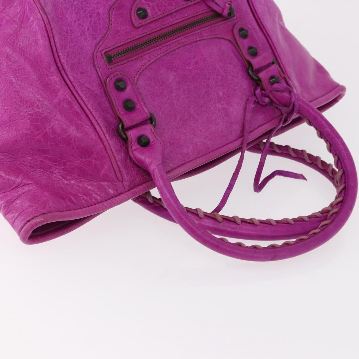Balenciaga Classic Studs Sunday Tote Leather Purple Leather Handbag (Pre-Owned)