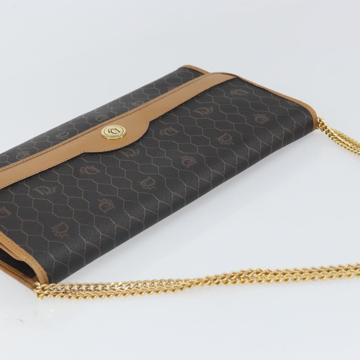 Christian Dior Vintage Honeycomb Chain Canvas Black Canvas Shoulder Bag Bag (Pre-Owned)