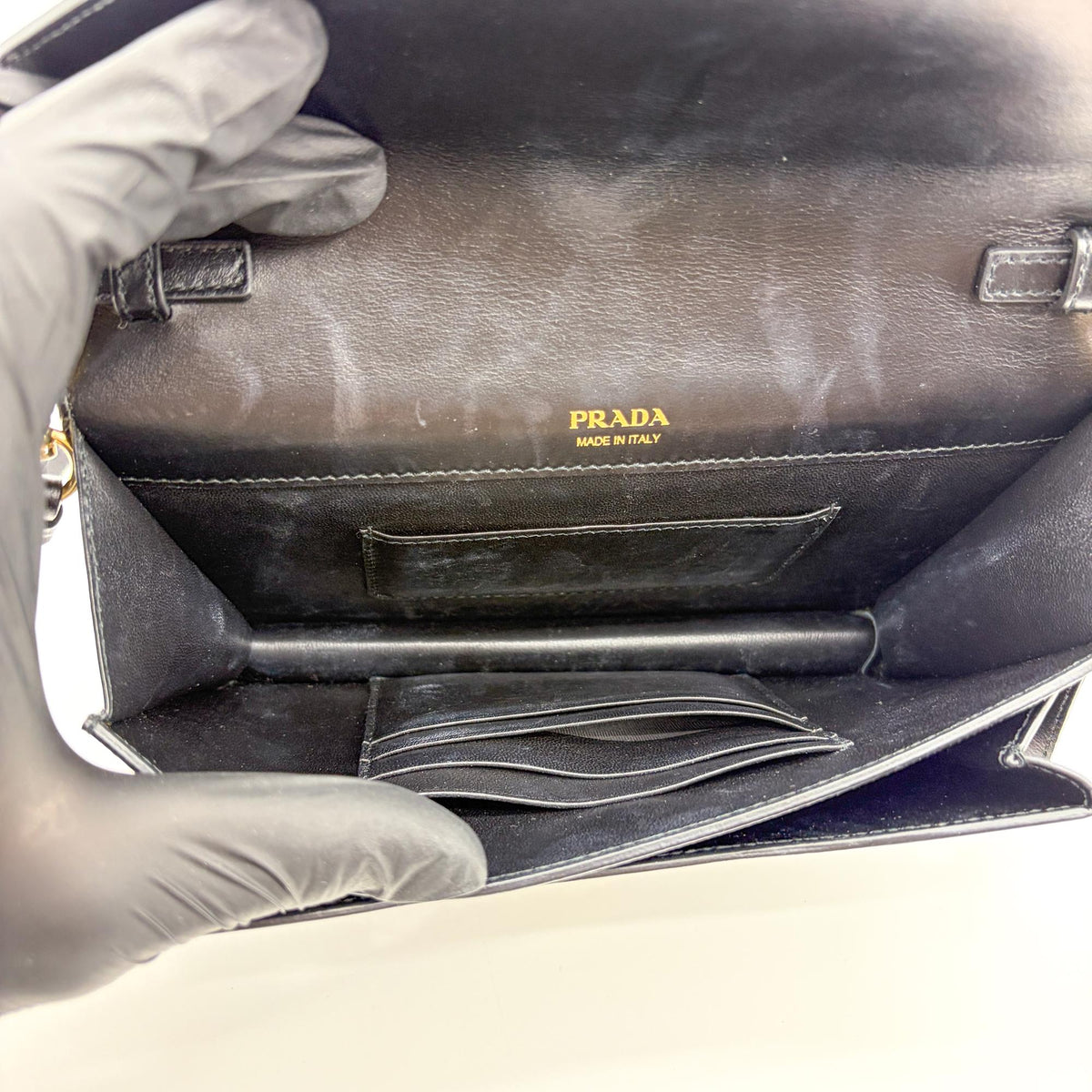 Prada Envelope Clutch Saffiano Leather Black Leather Clutche & Pouche Bag (Pre-Owned)