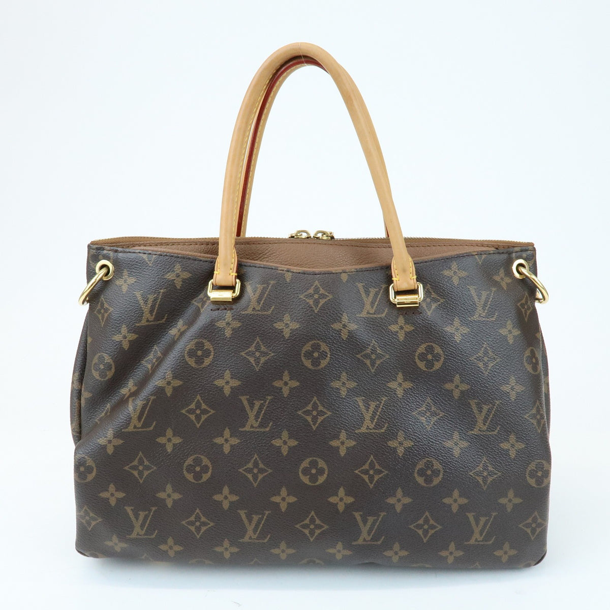 Louis Vuitton Pallas Monogram Canvas With Leather Brown Canvas Tote Bag Bag (Pre-Owned)